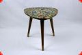 Vintage small triangular table from the fifties - mosaic