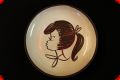 Fifties ceramics wall plate from the Netherlands - portrait of girl