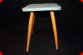 Stool wood blue leather fifties