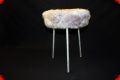 Vintage 50's metal stool with imitation fur seating