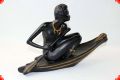 Boat with aborigine, big, vintage