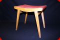 Stool wood red leather fifties