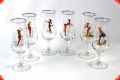 Set of six 50's pin up glasses - rare - vintage