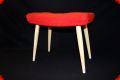 Vintage 50er Jahre Hocker aus Holz mit Sitzflche aus rotem Plsch