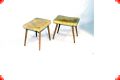 Set of two yellow furry stools